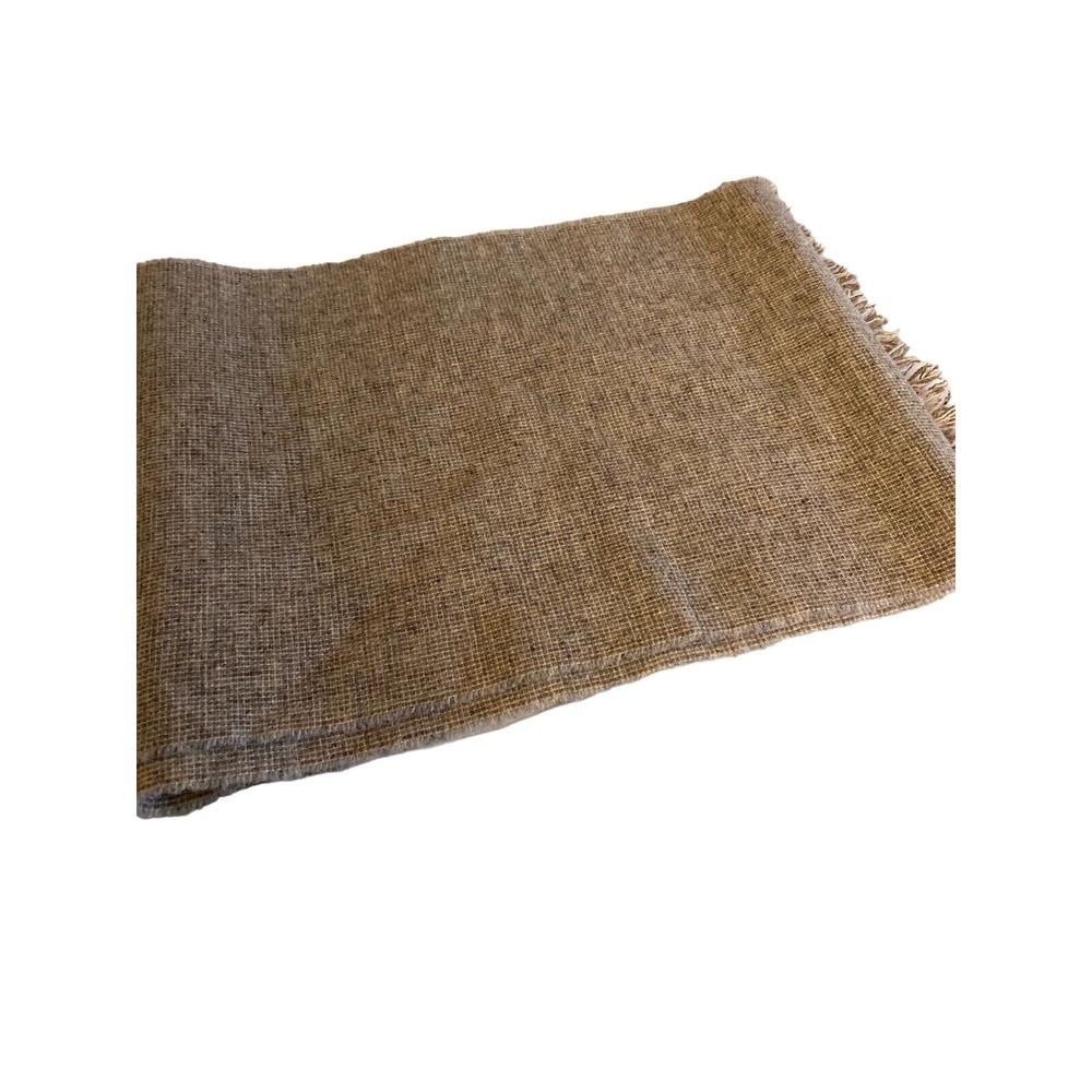 Mens Woven Scarf Muffler Tan Wool Blend‎ fringe edge